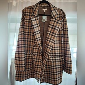Maurices Plaid Blazer in Tan and Black